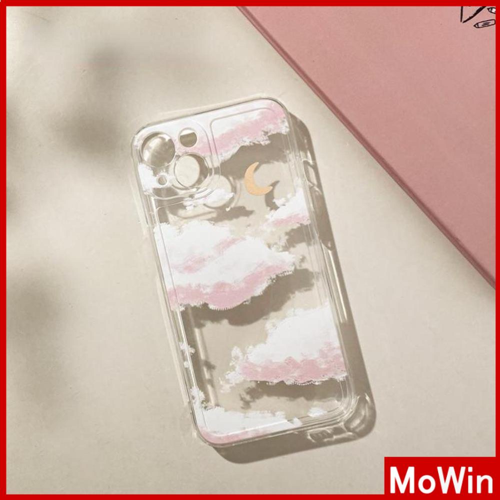 Casing Silikon iPhone 13 Pro Max 12 Pro Max 11 7 Plus Shockproof Motif Awan Bulan Pink