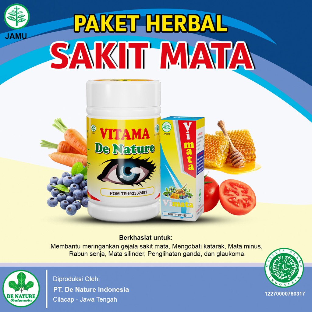 BONUS TETES VIMATA- OBAT HERBAL SAKIT MATA MINUS PLUS RABUN KATARAK SILINDER- VITAMA DE NATURE ALAMI