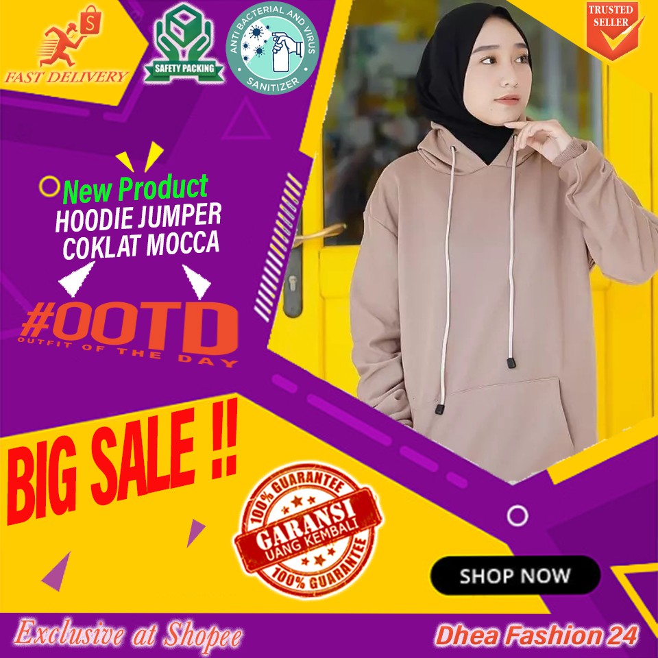 Hoodie  Mocca Polos Tebal &amp; Lembut | Dhea Fashion