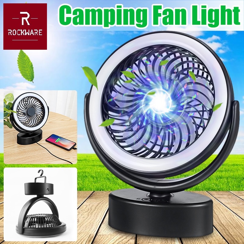 AKN88 - ROCKWARE AST-5590 - 2 in 1 LED Light Camping Fan Kipas dan Lampu LED