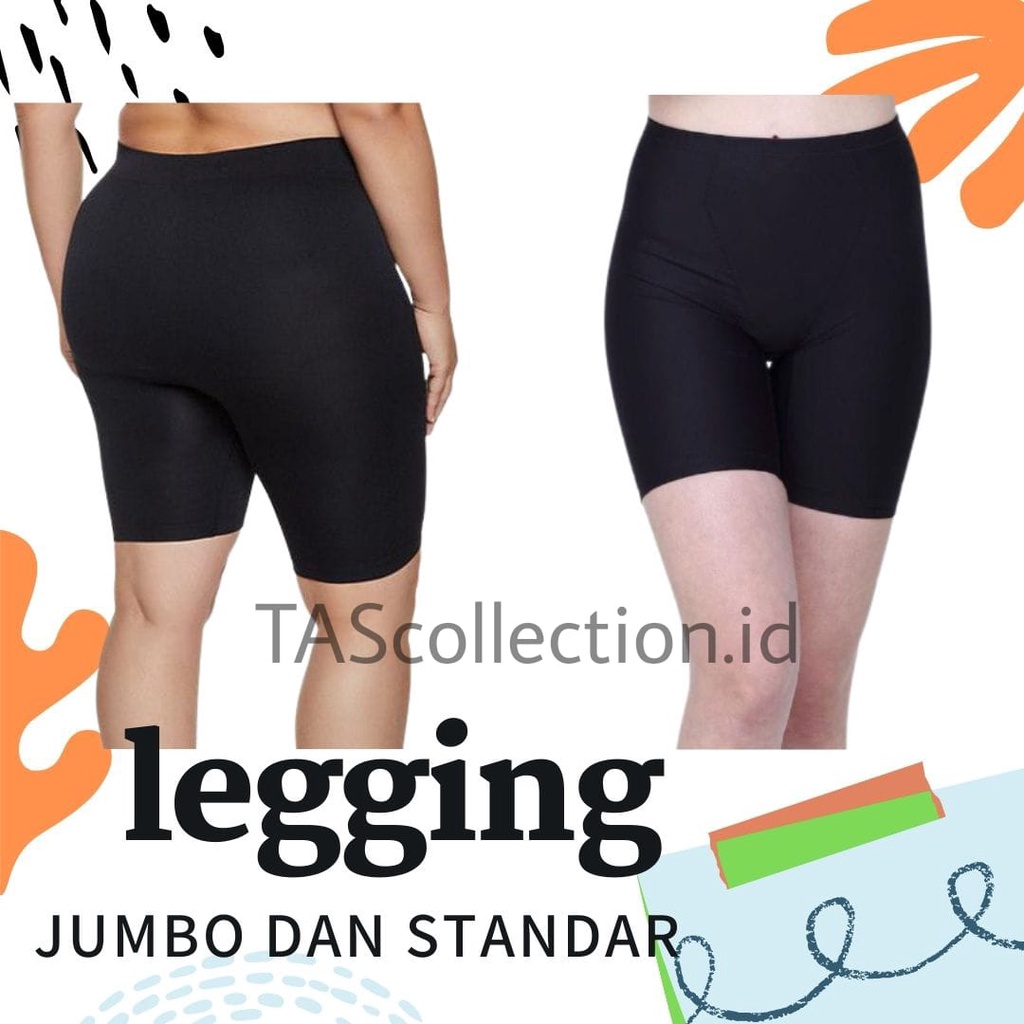 Leggings Shot Short strit Pendek All size Slim &amp; Jumbo &amp; SuperJUMBO Spandek Jersey Jumbo Size Fit