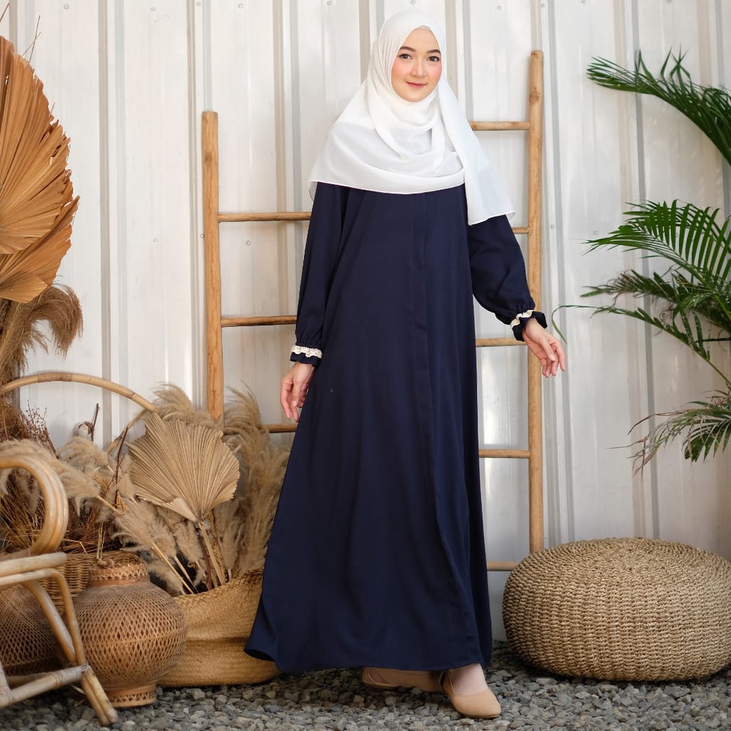 Amira dress Gamis Princess Casual dress daily gamis renda baju muslimah BISA COD-Navy