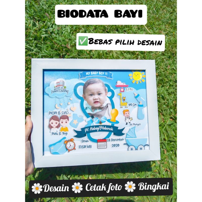 BIODATA BAYI / KADO BAYI BIODATA / CETAK AJA/ PAKAI BINGKAI
