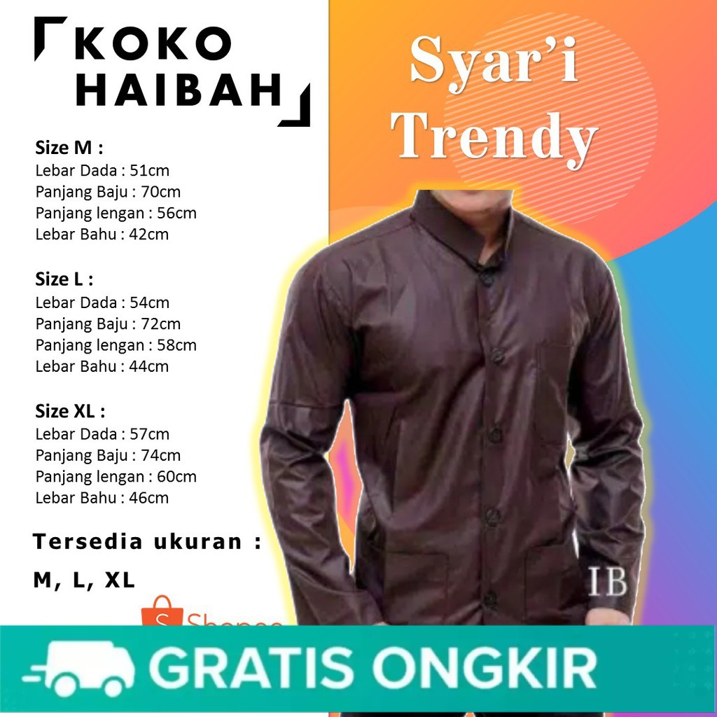 COD BAJU KOKO PRIA KOKO DEWASA BAJU KOKO LENGAN PANJANG BAJU KOKO HAIBAH AMMU BAJU KOKO COKLAT KOPI