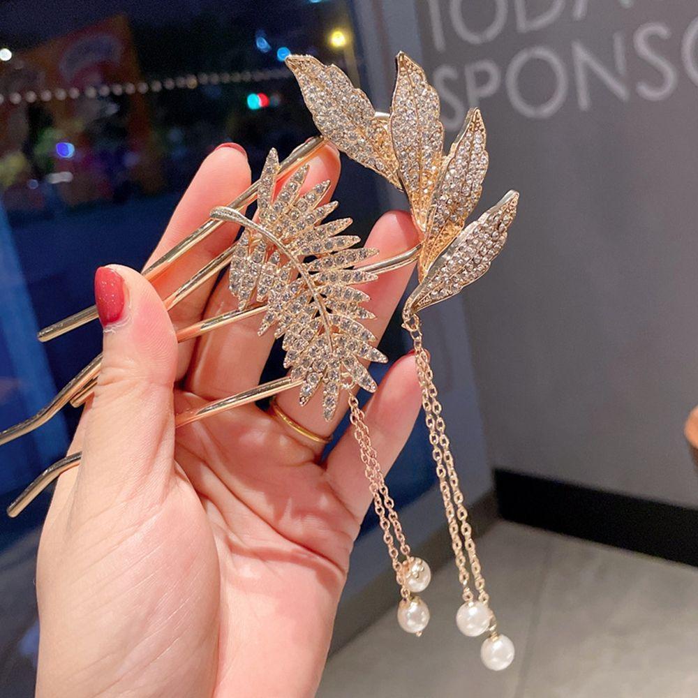 Agustina U-shaped Hair Stick Elegan Manis Mutiara Rumbai Pengantin Hiasan Kepala Hairstyle Tools Alloy Hiasan Kepala Antik