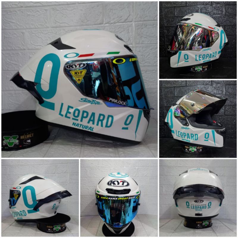 kyt tt course solid White paket ganteng stiker Leopard 100%Original kyt SNI DOT