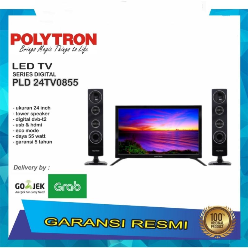 TERMURAH PROMO TV LED POLYTRON 24 INCH DIGITAL TV 24TV0855 + SPEAKER TOWER POLYTRON GARANSI RESMI 5 