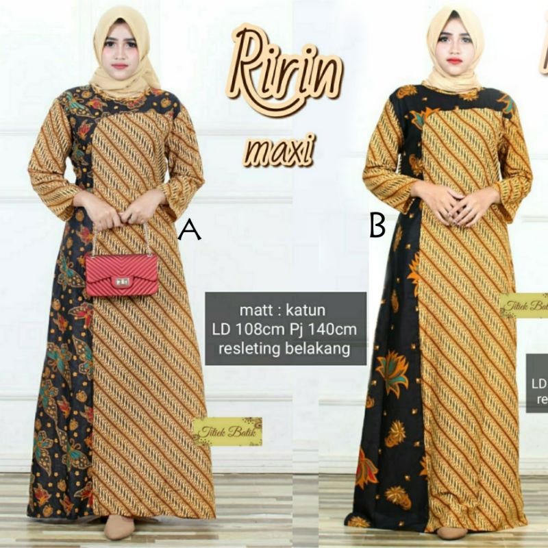 Gamis katun halus ririn Baju lengan panjang panjang muslimah muslim wanita ibu remaja cantik keren trendy  party syari pesta kondangan.terkini terbaru kekinian.