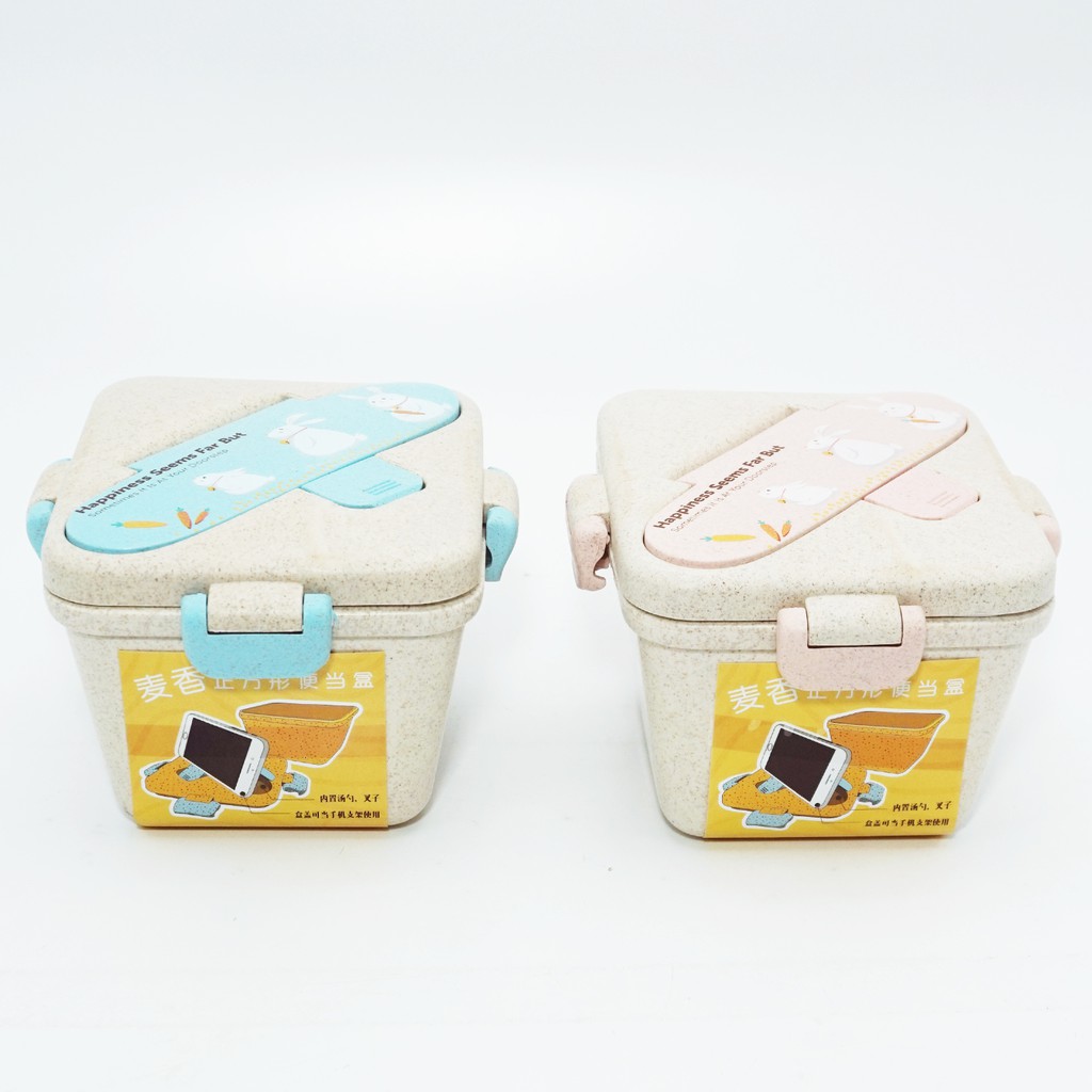 Kotak Makan Bento Box 2 Variasi Warna Lucu Unik Set Sendo Makan Box