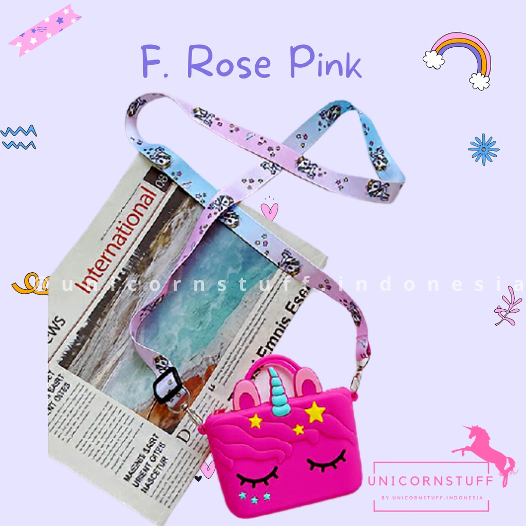 Tas Selempang Unicorn Anak Perempuan Kado Hadiah Cewek Silicon Jelly Sling Bag Pergi