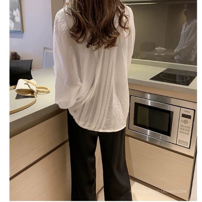 MDLV ~ 2890# Denissa V-neck Top Atasan Blouse Lengan Panjang Fashion Import