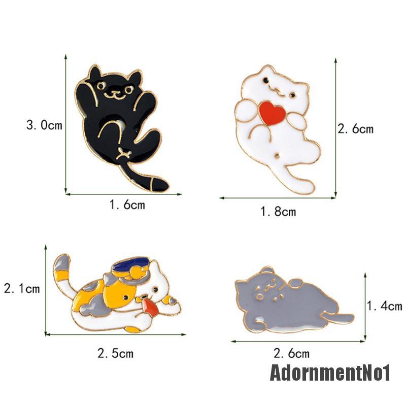 (Adornmentno1) 4pcs / set Bros Pin Enamel Desain Kartun Kucing Untuk Wanita