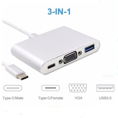 Konverter Type c to Usb 3.0 Vga Pd type-c female 3in1 - Converter Usb-c to 3 in 1