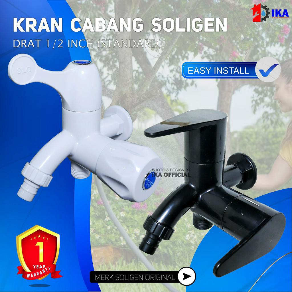 Kran Cabang Shower - Kran Double Engkol Kran PVC SOLIGEN ASLI / Kran Tembok Cabang Kran Cabang Keran Kran Shower Mixer Double