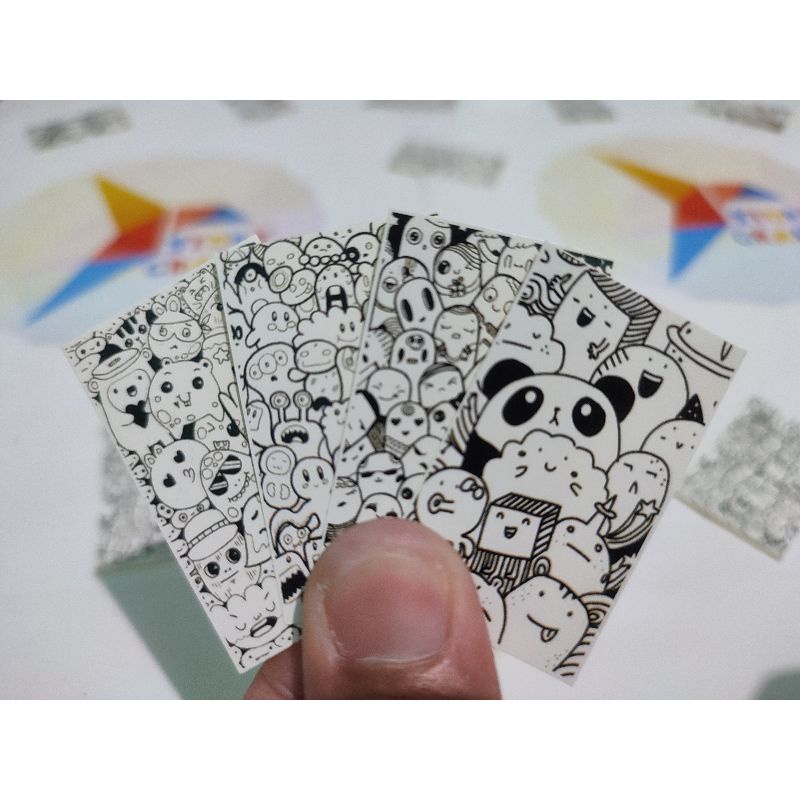 

Sticker Aesthetic Tumblr Kawai Doodle BW 1 Wallpaper Bahan Glosy Photo Papper