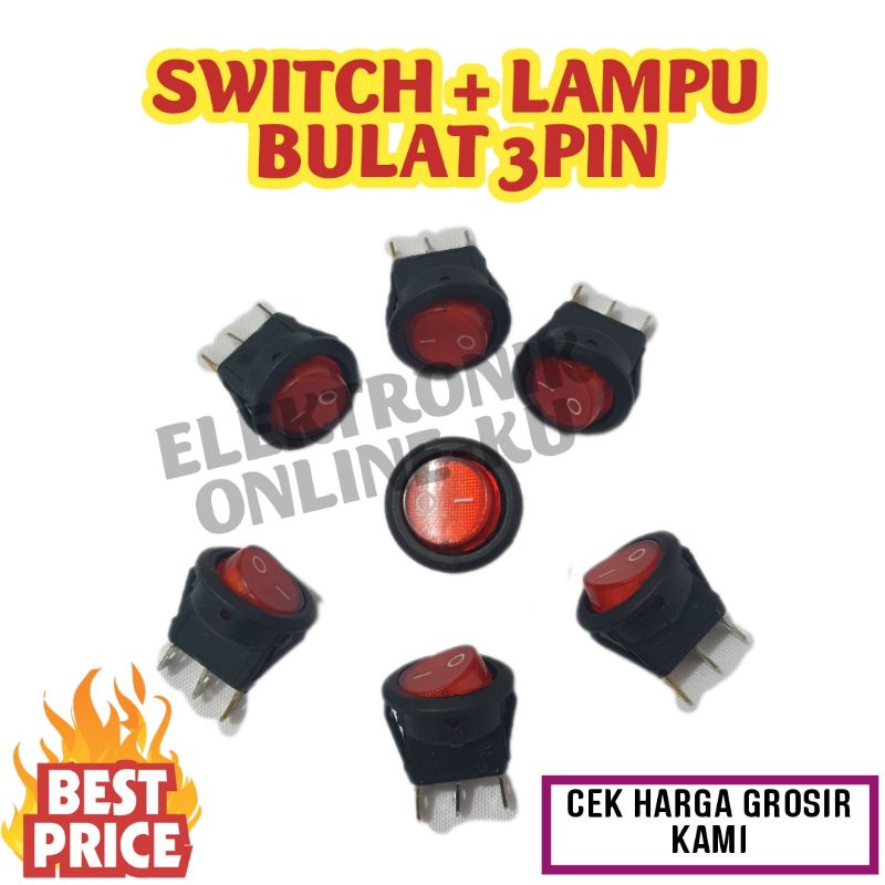 SWITCH BULAT 3PIN + LAMPU