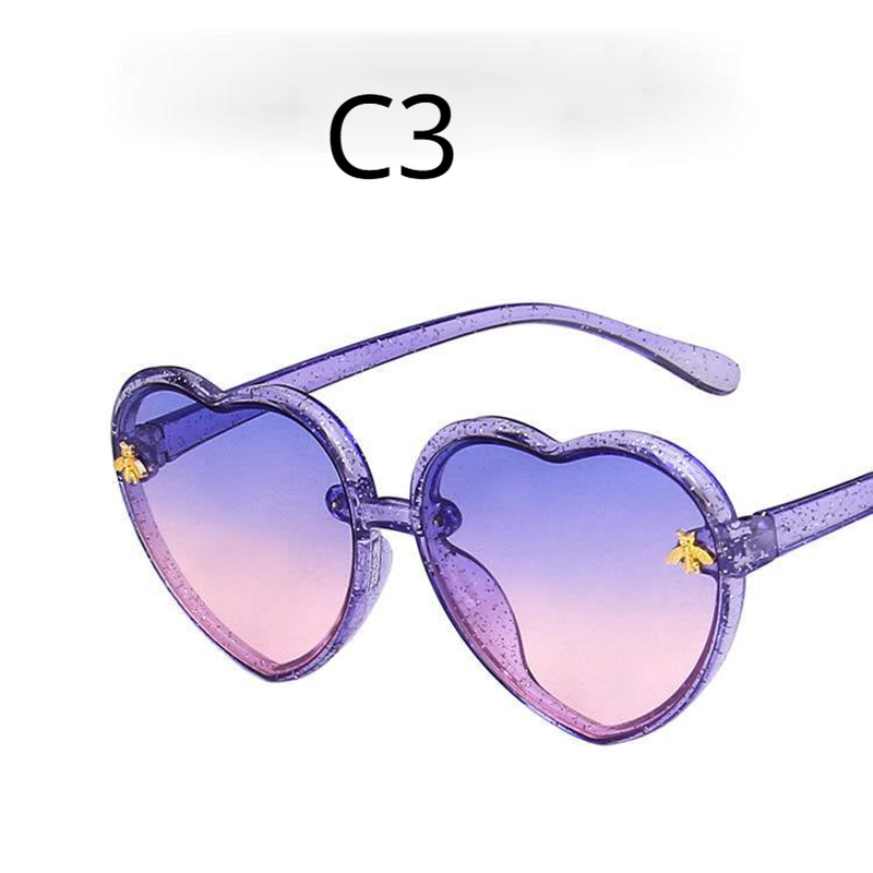 【YUZHU】COD Glitter Cinta Bentuk Bingkai Kartun Bee Sunglasses untuk Anak