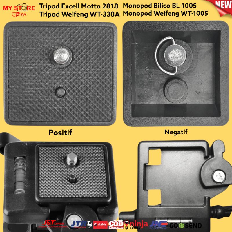 Quick Release Plate Tripod Weifeng WT-330A E147 Excell Motto 2818 Monopod Bilico BL-1005 WT-1005 Dud
