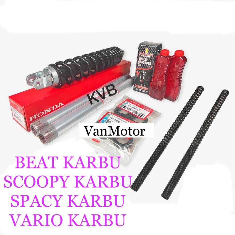 PAKET AS SHOCK SOK BREAKER BEAT KARBU SCOOPY CARBU VARIO 110 LAMA SPACY KARBU HONDA KVB SET BREKER PER 2pc AS SHOCK 2pc SEAL ABU 2pc SEAL SHOCK 2pc OIL SHOCK 2pc PER SHOCK 1pc SHOCK BREAKER