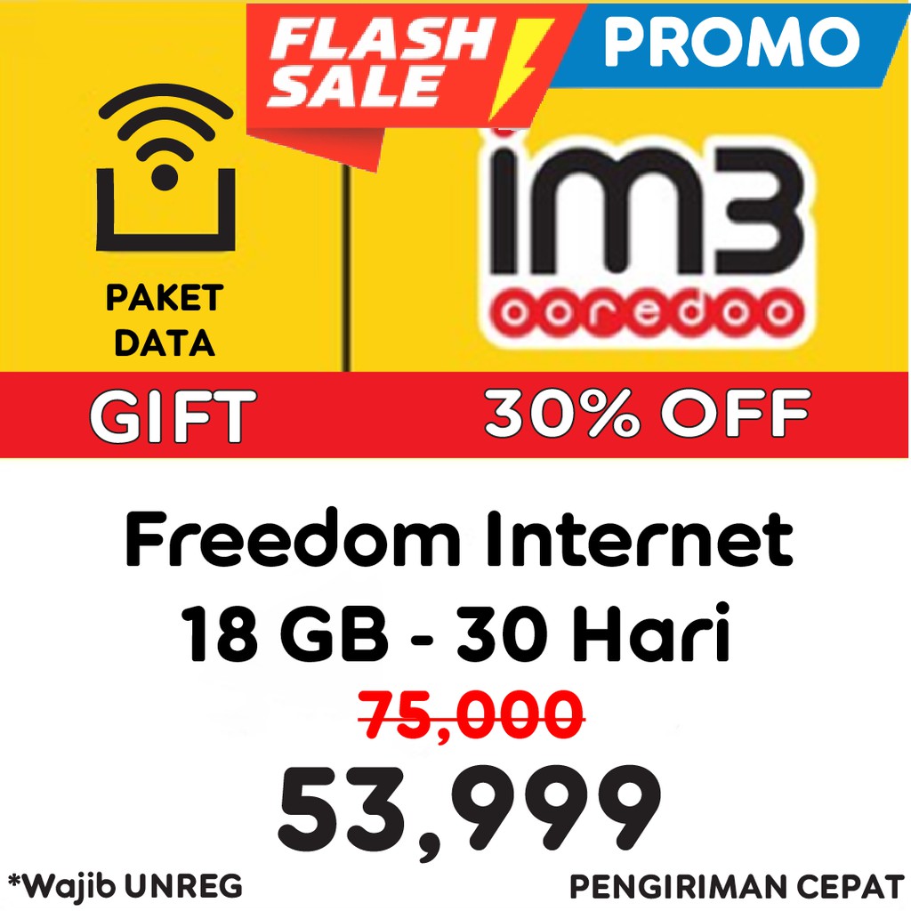 Promo Paket Data Indosat Freedom Internet 18 Gb 30 Hari Shopee Indonesia