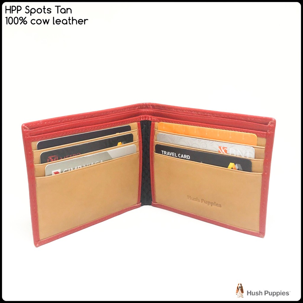 dompet kulit hushpuppies spots tan premium bahan kulit sapi