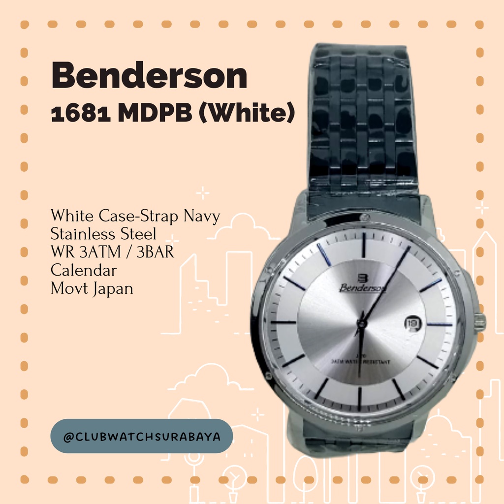 Jam Tangan Pria Benderson / Benderson Jam Tangan Pria Analog Type AL 1681 MDPB (Putih)