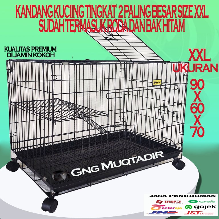 Kandang Kucing Tingkat DUA size XXL Ukuran 90x60x65 Paling Besar