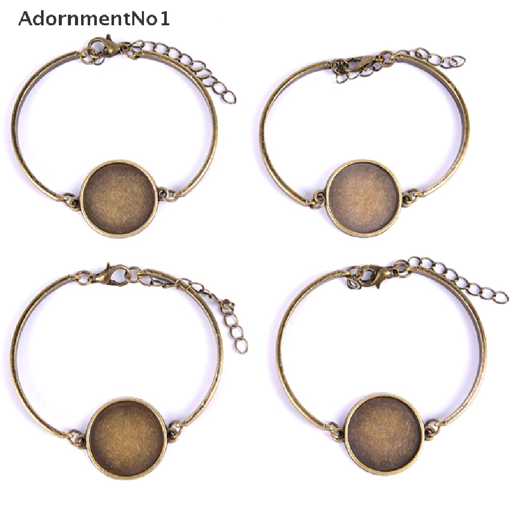 (AdornmentNo1) 4pcs / Set Base / Nampan Kosong Bentuk Bulat Gaya Retro Untuk Membuat Gelang / Perhiasan DIY