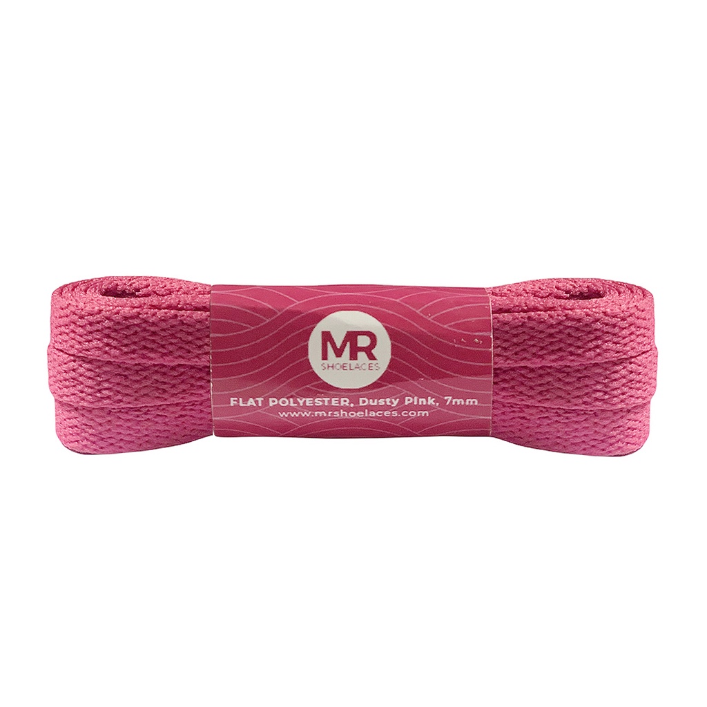 MR Shoelaces FP23 Merah Muda (Dusty Pink) Tali Sepatu Polyester Pipih Flat 7mm 80cm 90cm 100cm 120cm 130cm 150cm 180cm 200cm untuk Sneakers - Premium Shoelace