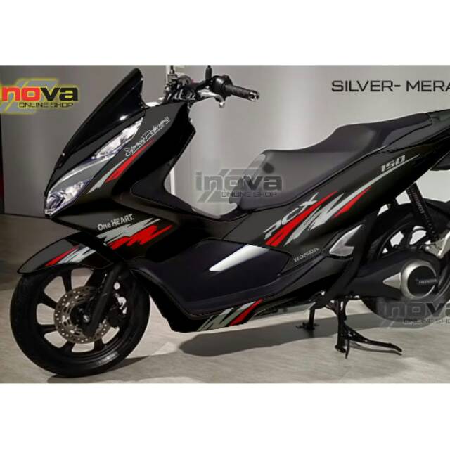 Sticker Cutting Honda PCX Merah Silver Motor HITAM