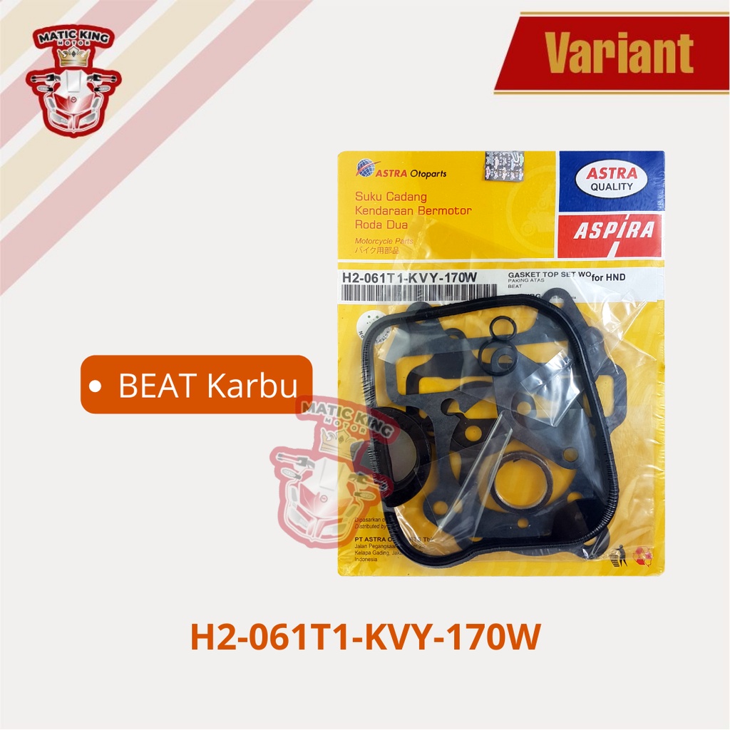 Paking gasket topset Honda Beat Street pop Scoopy Vario 110 Fi ESP Starter Halus Karburator asli ASPIRA H2-061T1-K44-170W