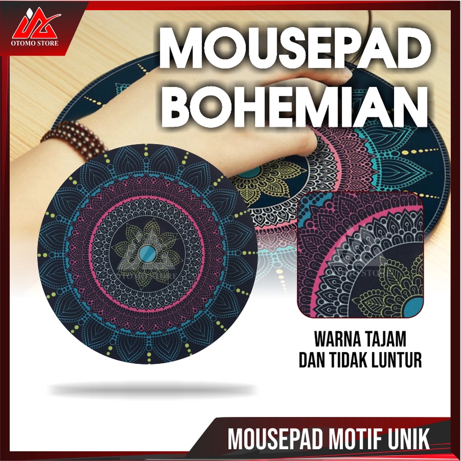 BOHEMIAN MOUSEPAD Bulat Anti Slip Vintage Comfast Mouse Pad Bohemian 200mm