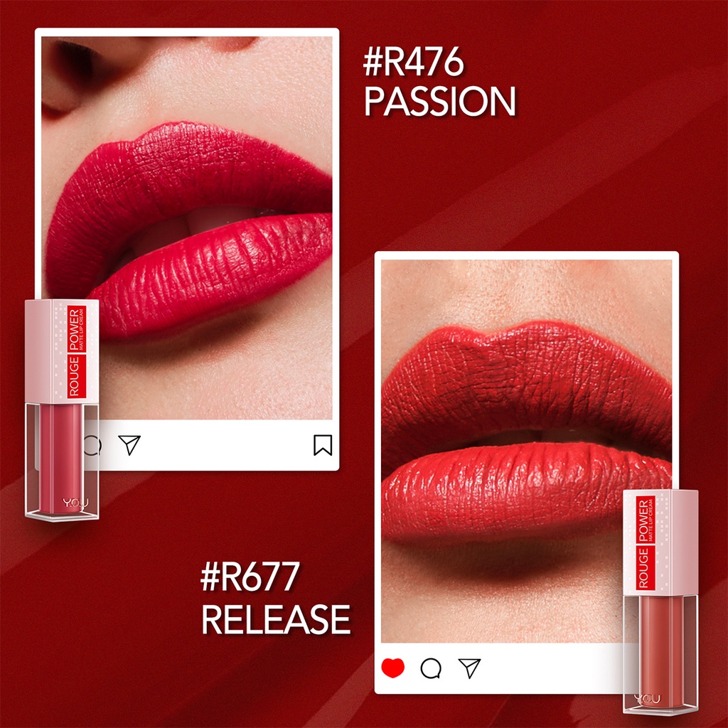 ready YOU Rouge Power Matte Lip Cream | Matte Finish, Tahan Lama, Nourishing, with Manuka Honey