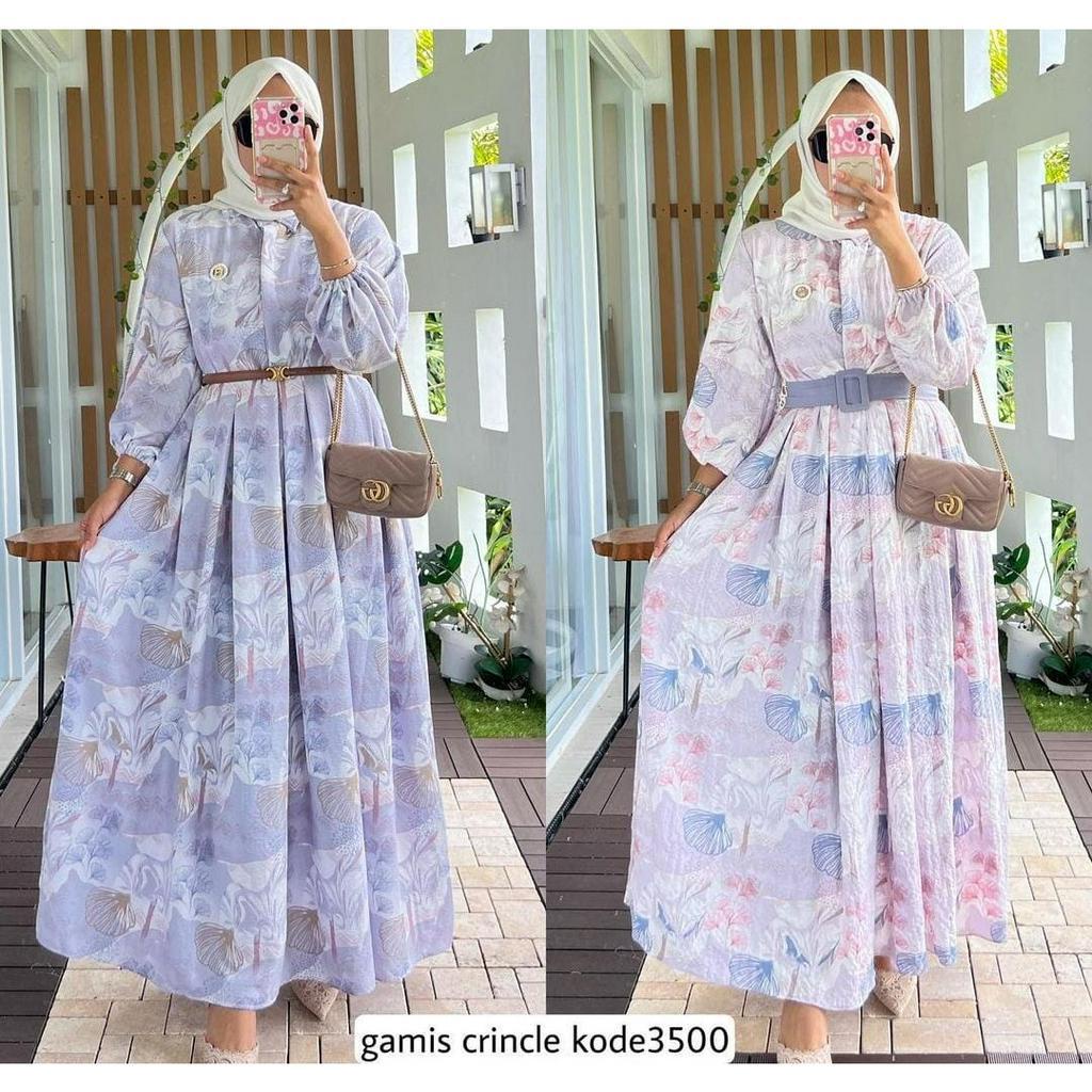 SJM GAMIS ZR IMPORT BKK MOTIF BUNGA KECIL LUCU AESTHETIC FASHION KOREA FREE BELT TANGAN KARET