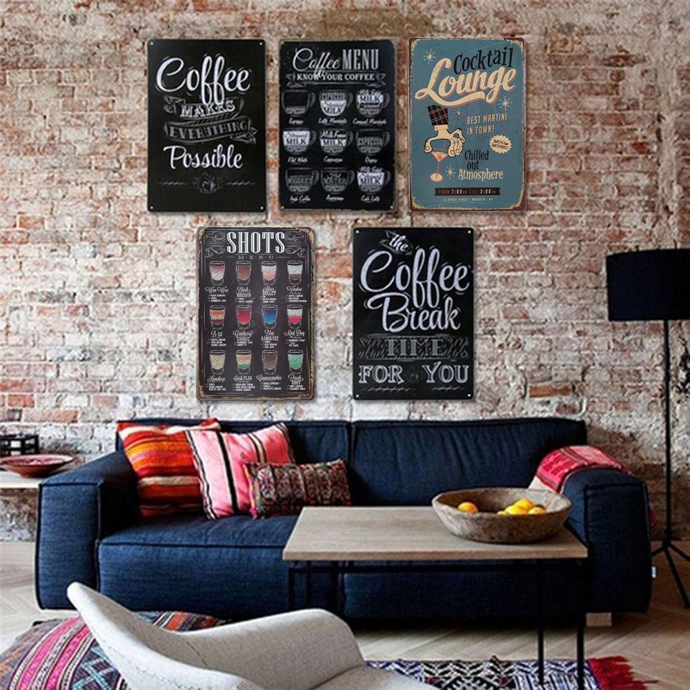 Populer Vintage Plakat Cafe Rumah Club Bar Dinding Seni Minuman Minuman Poster Pub Metal Tin Plate