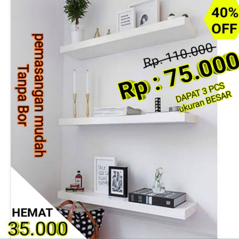 Rak dinding Minimalis Floating Shelves Ikea rak ambalan dinding kekinian