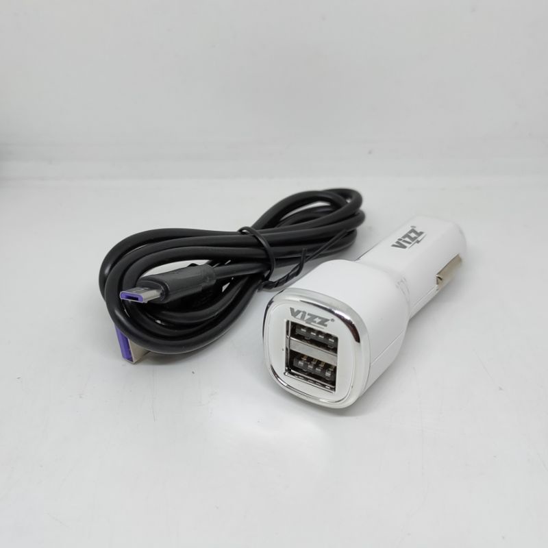 Car Charger Saver Mobil Vizz CC30 2.4A 2 USB Plus kabel Micro