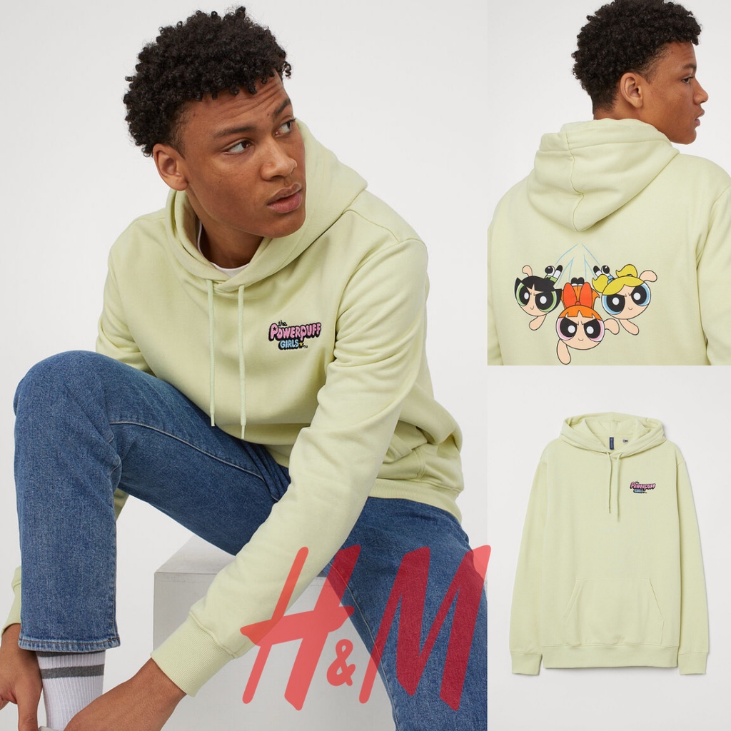 SWEATER HOODIE H&M POWERPUFF HIJAU HNM SALE CREWNECK H&M SWEATER HOODIE PRIA SWEATER OVERSIZE SWEATE