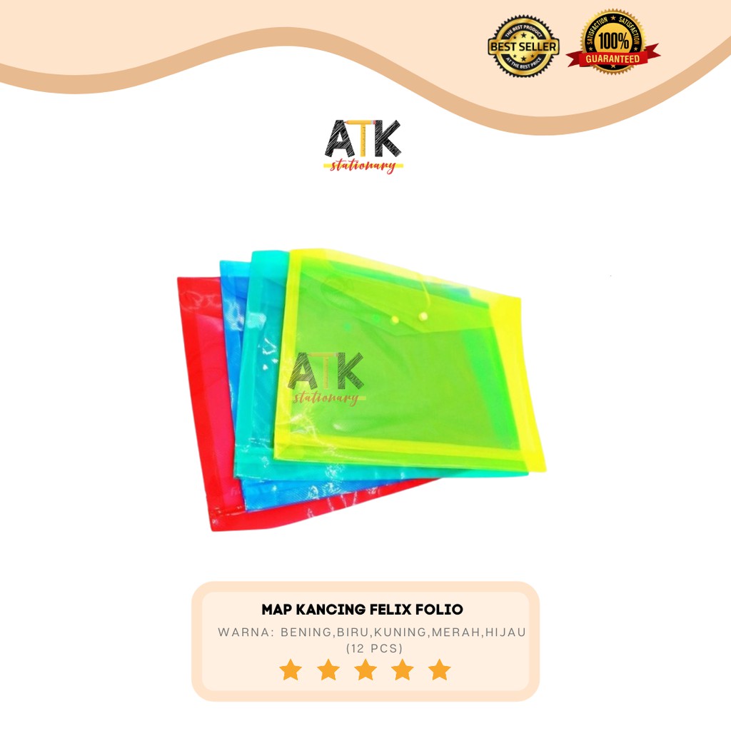 

Map Plastik Kancing Jenia Folio Murah 1 Lusin ( 12 Pcs) atk