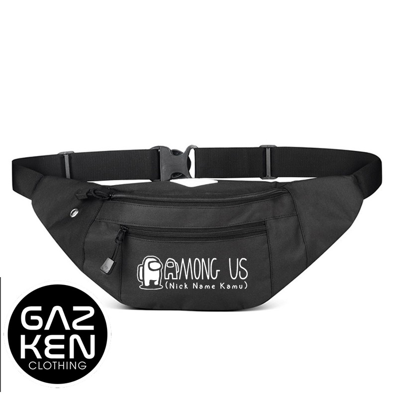 Tas Selempang Among Us Nickname 01 Custom Suka Suka Putih Waistbag Unisex Pria atau Wanita