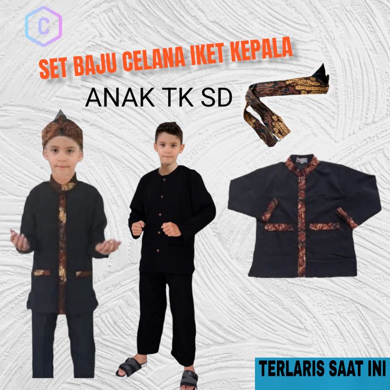 setelan baju pangsi anak TK SD bonus iket/paket baju pangsi sekolah anak