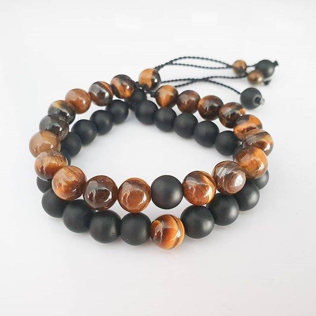 Gelang couple tiger dan hitam doff