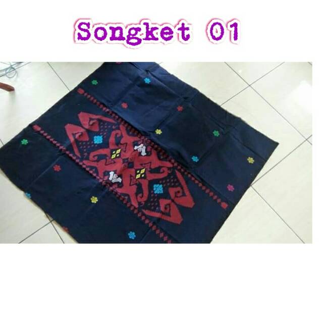 Kain Songket Tenun Silungkang Motif Borneo Warna Biru Dongker