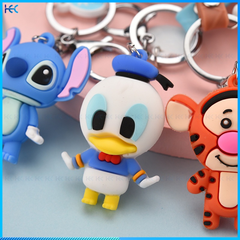 Cartoon Stitch Doll Keychain Pendant Decoration Cute Schoolbag Ornament Bell Keyring Couple Gift