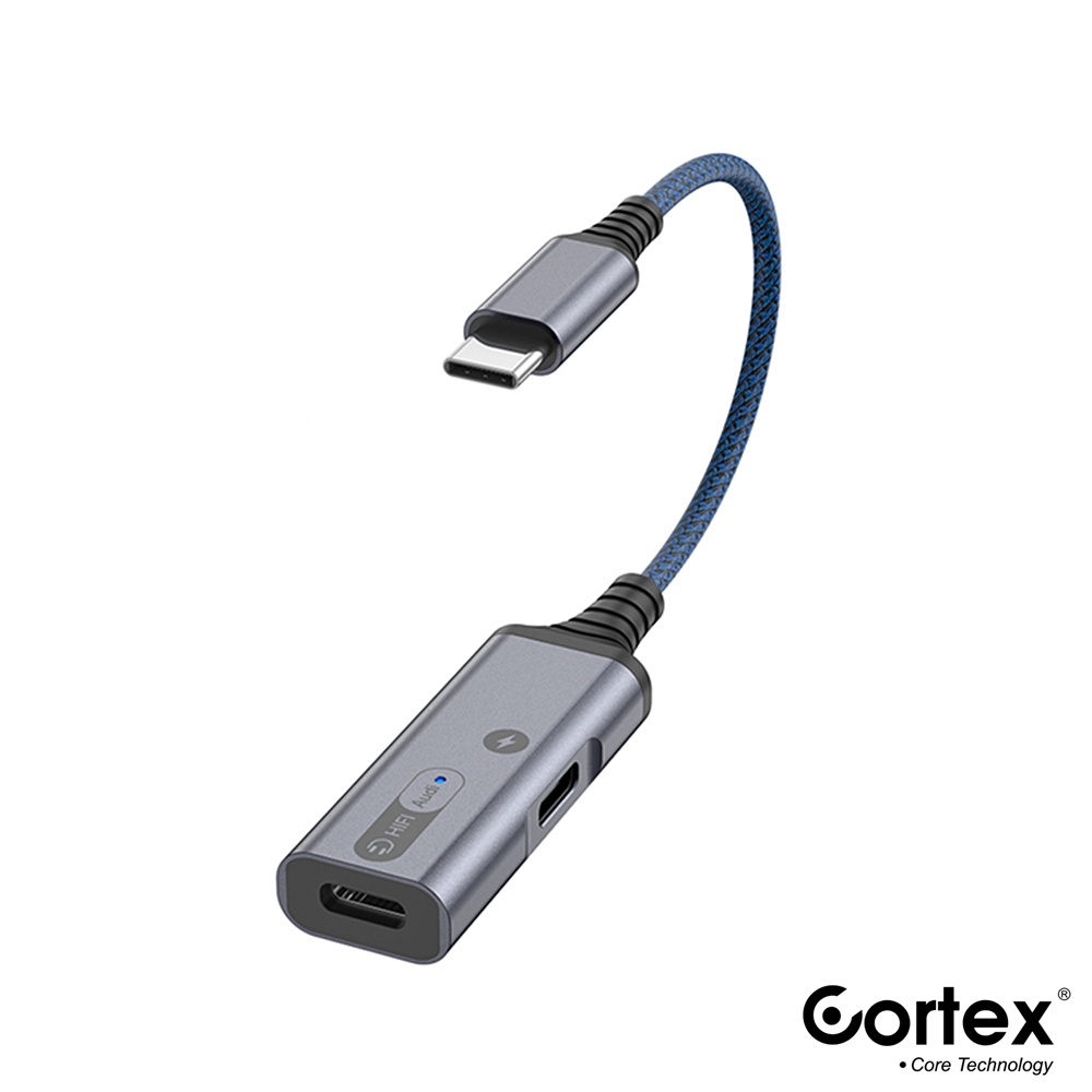 Cortex MH338 USB-C Splitter 2in1 Type-C to Charging + Audio Open Mic 60W Charging Adapter