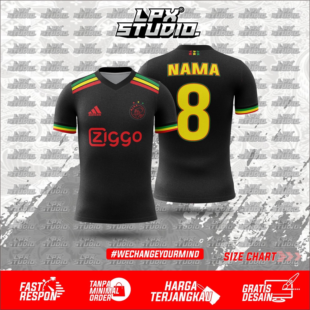 Jersey Sepak Bola Ajax New Amstredam Free Name Set