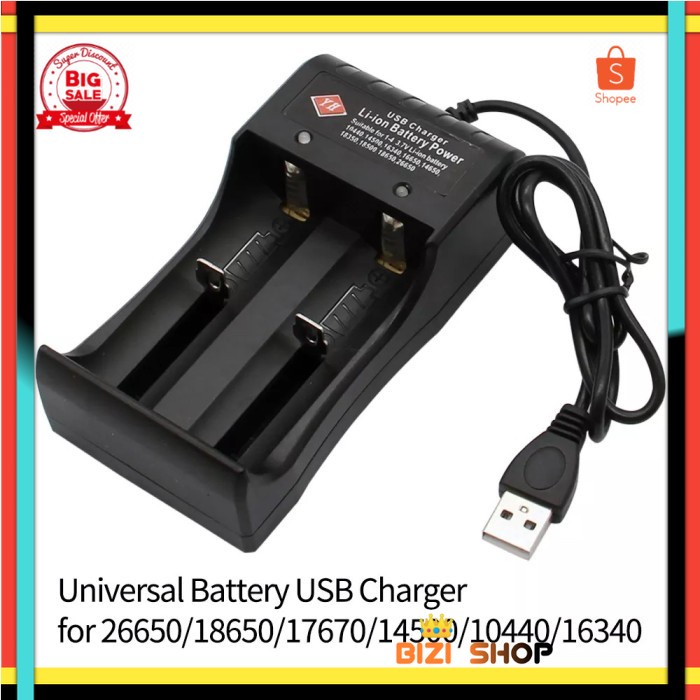 Charger Cas Baterai Battery batre 2 Slot USB Universal AAA 18650 VAPE