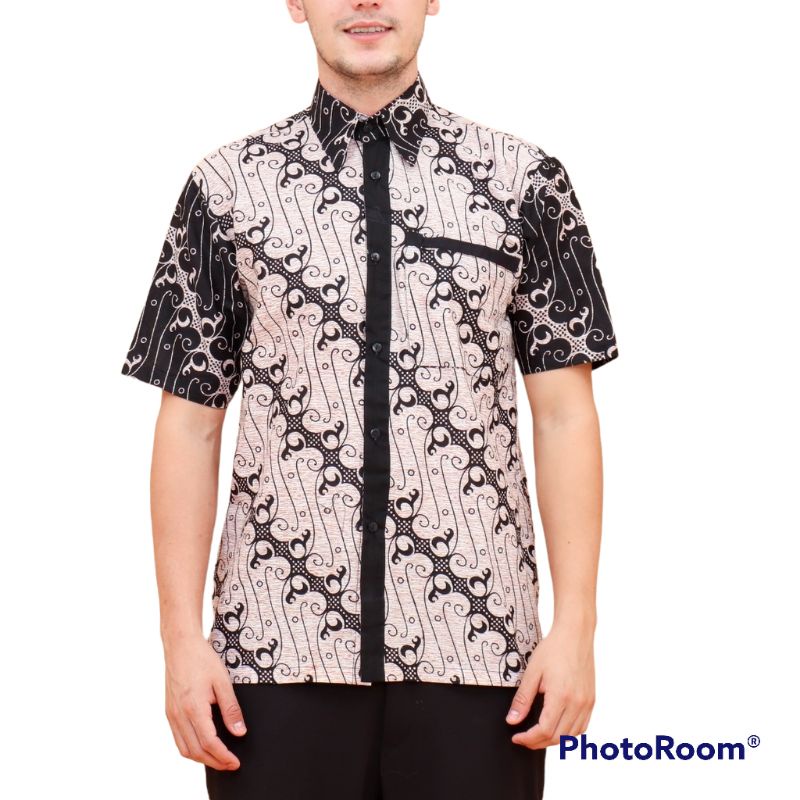 [TERBARU] Batik Pria Lengan Pendek premium BATIK BERKAH HRB026 motif KERATONAN Kode 002 size M L XL