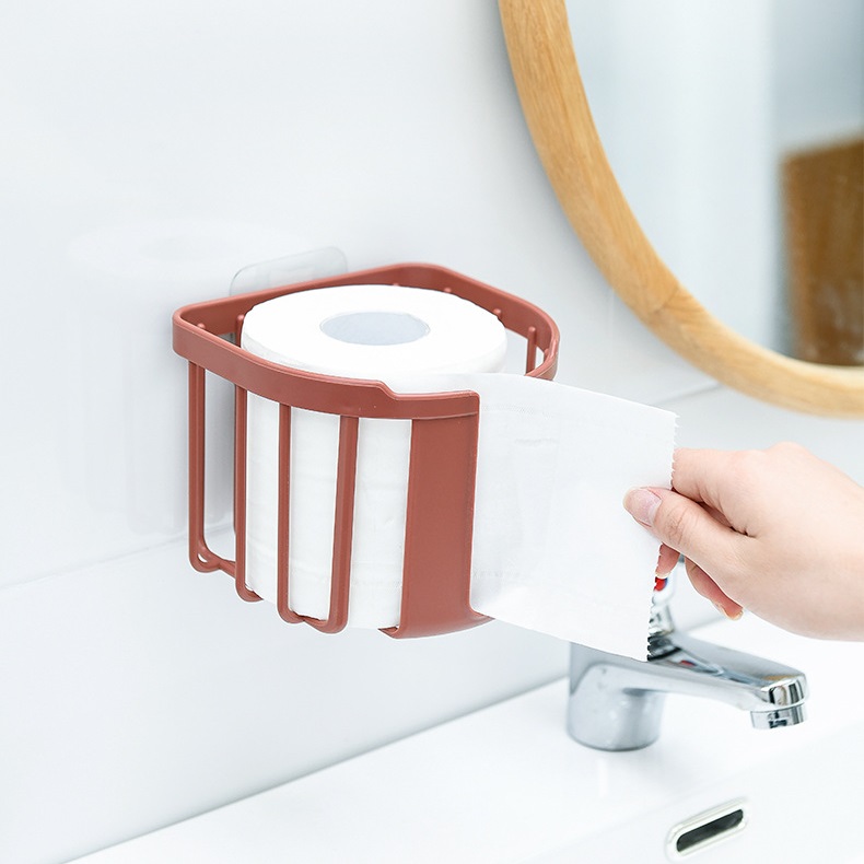 Punch Free Toilet Paper Basket / Paper Holders  Storage Shelf / Bathroom  Wall Mounted Paper Organizer Rack / WC Basket Tissue Holder