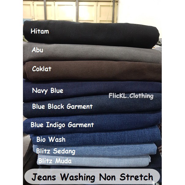 Bahan Kain Jeans Wash Non Stretch  Denim Wash Denim Washing Jeans Washing Tidak Melar Ukuran 1.25 M